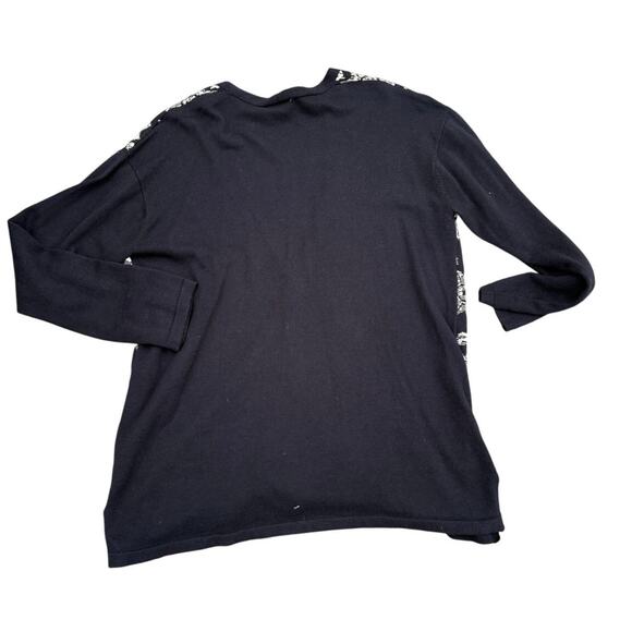 J. Jill Black Floral Cardigan Sweater Size M Cotton Blend - Picture 3 of 3